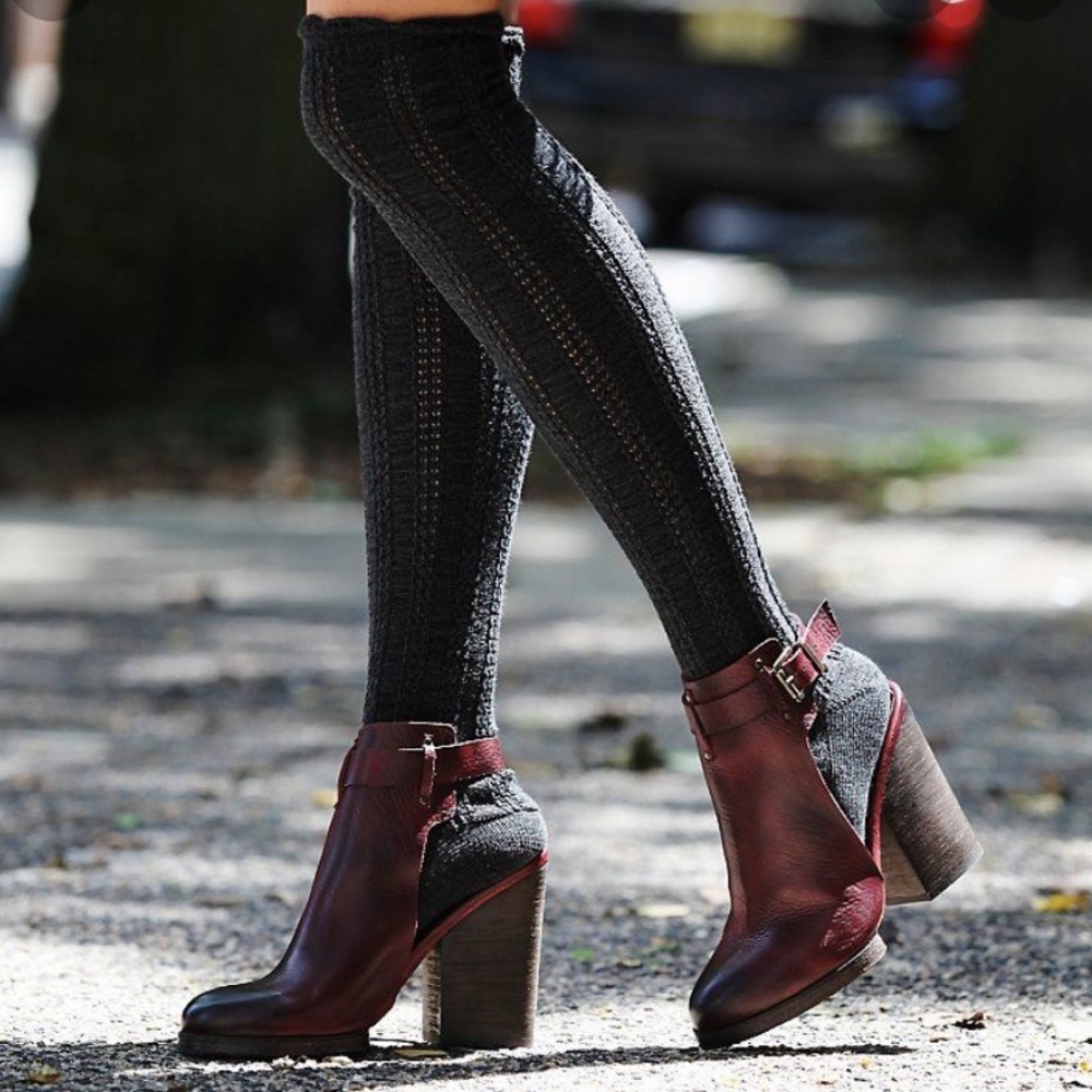 Free People Breton Heeled Boots in oxblood